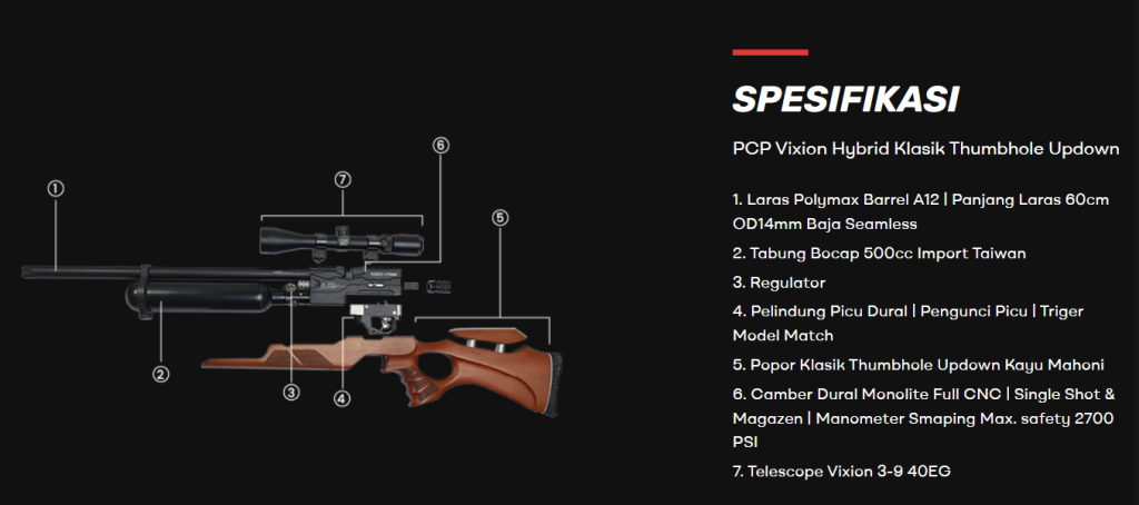 SPESIFIKASI PCP VIXION HYBRID KLASIK UPDOWN